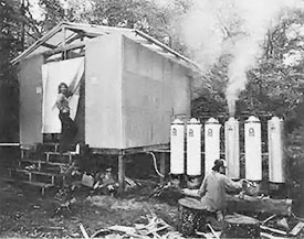 Learning self-reliance doesn't necessarily mean forsaking all modern conveniences. A set of amazing Megamex wood-burning water heaters kept our hardworking pupils supplied with soothing hot showers.